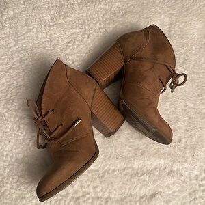 Brown heeled booties